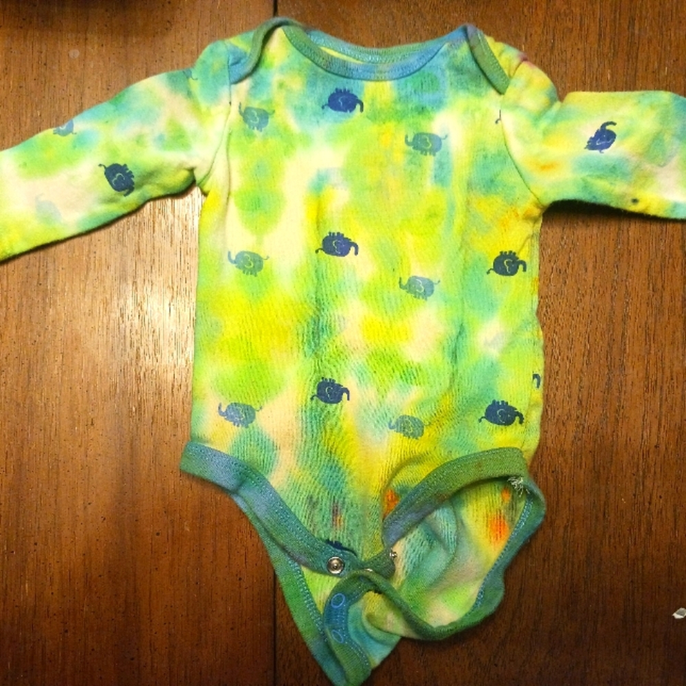 Hand tie-dyed 0-3 month 100% cotton onesie